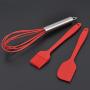 Premium Quality Silicone Kitchen Utensil Set, Heat Resistant, Hygienic, Non Stick, Durable Baking Gift Utensils, 5 pack, Slotted Turner, Tongs, Spatula, Whisk and Basting Brush (Red)