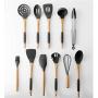 JunbosiKitchenware Comfortable Grip Silicone Slip Handle Kitchen Utensils High Temperature Non-Stick Silicone Kitchenware Set 11 Sets