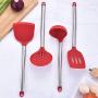 9Pcs/set Stainless Steel Kitchenware Silicone Heat Resistant Non-stick Cooking Baking Tool Spoon Cooking Utensils Dinnerware Set Black