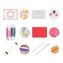 AK ART KITCHENWARE Fondant Flower Making Tools Set Plastic Fondant Cutters Modeling Tools Silicone Dough Mat with Measure Pastry Brushes Foam Pad Veining Board Rolling Pin