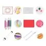 AK ART KITCHENWARE Fondant Flower Making Tools Set Plastic Fondant Cutters Modeling Tools Silicone Dough Mat with Measure Pastry Brushes Foam Pad Veining Board Rolling Pin