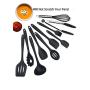Prime Products - Kitchen Utensil Set - Professional 10 Piece Black Cooking Utensils - Nonstick Silicone And Heat Resistant Kitchenware