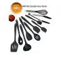 Prime Products - Kitchen Utensil Set - Professional 10 Piece Black Cooking Utensils - Nonstick Silicone And Heat Resistant Kitchenware
