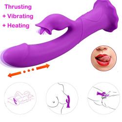 Thrusting Tongue Vibrator with Powerful Thrusting Actions 10 Vibration Modes for G Spot Clitoris Stimulation, UTIMI Waterproof Dildo G-spot Vibrator Personal Sex Toy for Women, Rechargeable Purple