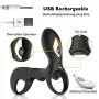 Male Longer Lasting Shake Rooster Ring with Contented Brush Silicone Happy Toys Rings Shock 10 Speeds USB Charged,Rings for Couples Best Gift