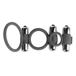 Silicone Triple Vi`br?tórs Co Ckring Mens P-??-?? Ring Lock Ring Toy