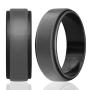 ROQ Silicone Wedding Ring for Men - Duo Collection Step Style - 4 Packs & 1 Single Ring Silicone Rubber Wedding Bands