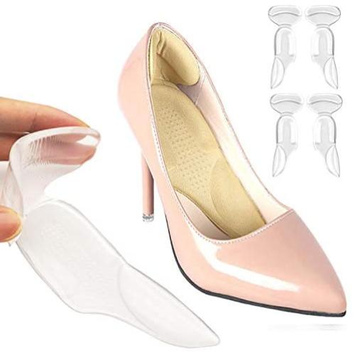 Heel Cushions-Heel Grips/High Heel Pads Inserts, Silicone Shoe Pads for Anti-Slip Heel Grips Inserts Liners Arch Support Foot Insoles , Back of Heel Protector - 2 Pairs (Transparent)