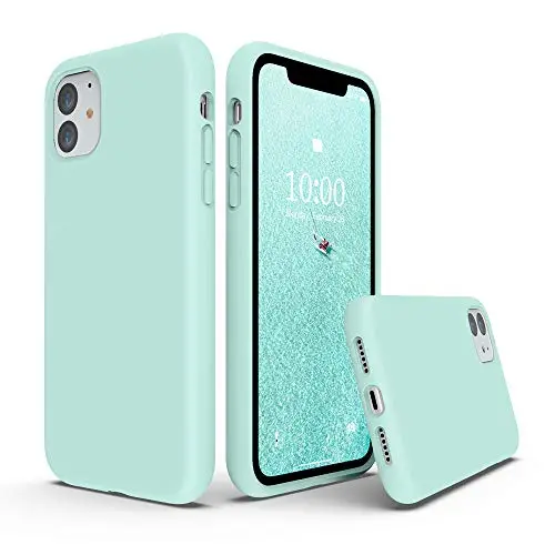 SURPHY Silicone Case Compatible with iPhone 11 Case 6.1 inch, Liquid Silicone Full Body Thickening Design Phone Case (with Microfiber Lining) for iPhone 11 6.1 2019, Mint Green
