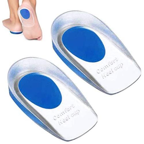 Silicone Gel Heel Cups, Plantar Fasciitis Foot Comfort Pads Shoe Pads for Pain Relief Heel Pain, Bone Spur, Achilles Pain Relief Protectors Plantar Fasciitis Inserts - US Mens (7-13)