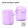 AirPods Case, Silicone Cover with U Shape Carabiner,360°Protective,Dust-Proof,Super Skin Silicone Compatible with Apple AirPods 1st/2nd (Light Purple)