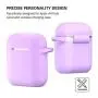 AirPods Case, Silicone Cover with U Shape Carabiner,360°Protective,Dust-Proof,Super Skin Silicone Compatible with Apple AirPods 1st/2nd (Light Purple)