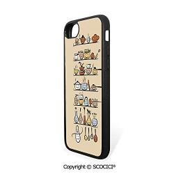 SCOCICI Non-Slip Drop Protection Smart Cell Phone Case Kitchenware and Utensils Appliances Ornaments Spice Rack Vintage Retro Style Design Compatible with iPhone 8