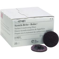 Scotch-Brite 07481 Roloc 2" x No Hole Aluminum Oxide Medium Grade Surface Conditioning Disc, 25 count