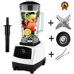 3Hp 2200W Heavy Duty Commercial Blender Mixer Juicer High Power Food Processor Ice Smoothie Bar Fruit Electric Blender,White Full Parts1,Uk Plug