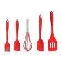 Silicone Kitchenware, Kitchen Integrated Silicone Scraper Shovel Brush Silicone 5 Piece Set for Baking Barbecue, 5 piece set