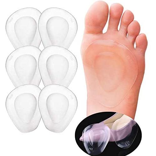JKcare Gel Metatarsal Pads (Adhesive-Backed), Ball of Foot Cushions, Forefoot Support for Metatarsalgia, Morton’s Neuroma, Aching Feet Pain Relief- 6 Pack