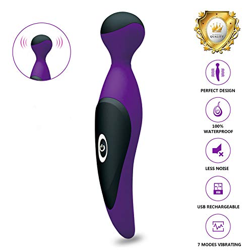 Powerful G Spot Vibrator for Clitoris Stimulation Magic AV Wand Rechargeable Silicone Dildo Vibrator-7 Frequency Massager Waterproof G Spot Vibrating Dildo Sex Adult Toy for Women,Men,Couples