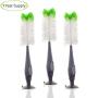 Bottle Brush With Soft Bristles - 3 PACK - 3 Premium Value Bottle Brushes - Sports/Beer/Water/Glass Bottle Brush - Includes Nipple Brush Feature