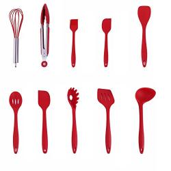 tianxiangjiaju 10 Pcs Silicone Kitchenware Set Kitchenware Set Kitchen Cooking Tools Red