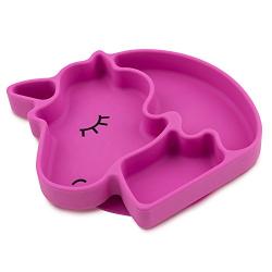 Bumkins Silicone Grip Dish, Suction Plate, Divided Plate, Baby Toddler Plate, BPA Free, Microwave Dishwasher Safe ? Unicorn