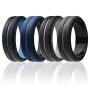 ROQ Silicone Wedding Ring for Men - 4 Packs or 1 Single Ring Mens Silicone Rubber Wedding Bands, Engraved Middle Line Beveled Edge Style, Metal & Vivid Matte Colours