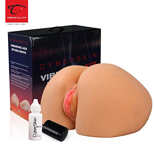 CyberSkin Male Masturbator Perfect Ass with Mega Big Powerful Vibrating Egg, Light, Realistic 3D Lifelike TPE Love Doll Toy Butt Full Size, Vagina Anal 2 Entry, Pussy & Backdoor Stroker, Love Doll