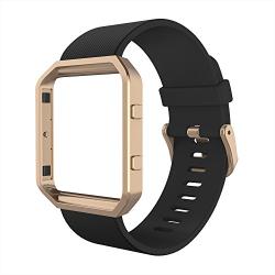 Simpeak for Fitbit Blaze Bands with Frame, Silicone Replacement Band Strap with Frame Case for Fit bit Blaze Smart Fitness Watch, Small/Large