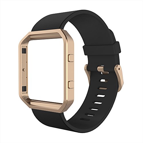 Simpeak for Fitbit Blaze Bands with Frame, Silicone Replacement Band Strap with Frame Case for Fit bit Blaze Smart Fitness Watch, Small/Large