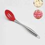Hjyi Silicone Kitchen Utensils Set Food long handle silicone leakage more kitchenware non-stick pot special leakage more household high temperature (2 pieces set black and red)