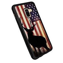 Samsung A8 Case with American Flag Pattern Whimsical Design Bumper Black Soft TPU and PC Protection Anti-Slippery &Fingerprint Case for Samsung A8