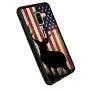 Samsung A8 Case with American Flag Pattern Whimsical Design Bumper Black Soft TPU and PC Protection Anti-Slippery &Fingerprint Case for Samsung A8