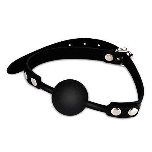 HuntGold Fetish Erotic Silicone Mouth Gag Ball Leather Bondage Restraint Strap Sex Toy Black