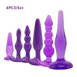 EYLEER 6pcs Medical Silicone Butt Plugs Beginner Set,Anal Trainer Kit,Prostate Massager Toys,G-Spot Stimulate Vibrating Massage (purple)