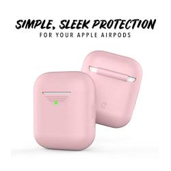 PodSkinz AirPods 2 & 1 Case [Front LED Visible] Protective Silicone Cover and Skin Compatible with Apple AirPods (Pretty in Pink)