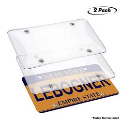 lebogner Car License Plates Shields 2 Pack Clear Bubble Design Novelty Plate Covers to Fit Any Standard US Plates, Unbreakable Frame Covers to Protect Front, Back License Plates, Screws Included