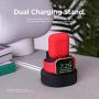 elago Duo Hub [Black] - Mini Charging Hub for iPhone 11 Pro Max/11 Pro/11/Xs Max/XR/XS and More, Apple Watch 5 4 3 2 1 and AirPods 2/1 (Cables not Included), Dual Charging Stand