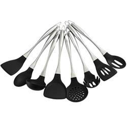 Silicone Cookware Kitchen Tools 8 Pieces Silicone and Stainless Steel Handles High Temperature Non-stick and Scratchproof Spatula Kit, Kitchenware