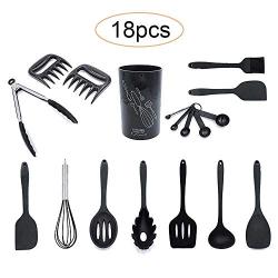 Fenrs Kitchen Utensil Set Silicone Cooking Utensil Set 18 Pcs Kitchen Utensil Set Silicone Cooking Kit Kitchenware With Bear Claw Measuring Spoon Set Best Kitchen Gadgets Kitchen Tool Set Gift