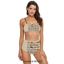 SCOCICI Bikini Swimsuit Swimwear Secluded Wooden Cabin in Woods River Waterfall