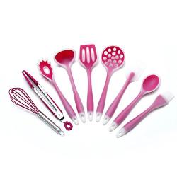 USXTian 9 Piece Silicone Kitchen Utensils Set - Spatulas, Spoons and Turner,Kitchenware Heat Resistant Premium Home Cooking Tools Kit (Red)