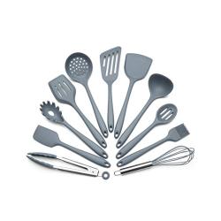 JunbosiKitchenware, Multi-Function Kitchen Utensils, Creative Set of 11 Sets of Stainless Steel Silicone Kitchenware, High Temperature Anti-Scalding,Gray