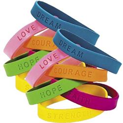 Fun Express Inspirational Sayings Bracelets (48-Pack; Assorted Colors)