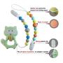 TosiTosi Baby Infant Raccoon Teething Chew Toy and 2 Pacifier Clips Set BPAFree Food Grade Silicone Teether - Unisex Durable Holder Clips with Colorful Beads - Storage Bag Included