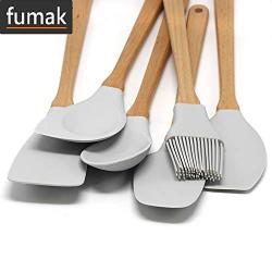 Silicone spatula - 6pcs/set Utensils Light Grey Food Grade Silicone Wood Handle Kitchen Cooking Tools Cookware Spatula Turner Ladle Kitchenware