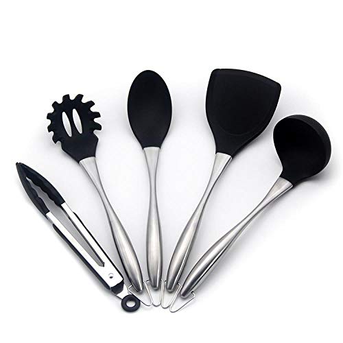 Silicone Kitchenware Stainless Steel Handle 5 Piece Kitchenware Set High Temperature Non-stick Cookware Silicone Kitchenware Spatula Cooking Set, Kitchenware
