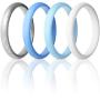 ThunderFit Womens Thin and Stackable 4 Pack Silicone Rings Wedding Bands 2.5mm Width - 2mm Thick