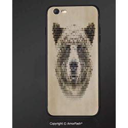 iPhone 6s /6 3D Cell Phone TPU Case Silicone Protective Case Cover for iPhone 6s/6,Bear,Wild Animal with Hexagonal Dots Blurry Looking Portrait Vintage Geometric Modern Decorative,Tan Brown