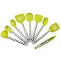 Hjyi Kitchen Cooking Silicone rubber Handle kitchenware non-stick pot high temperature shovel set kitchen cooking tool kit (nine-piece set)