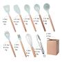 Gwjs Silicone Wooden Handle Kitchen Utensils, Nonstick Spatula Silicone Kitchenware Silicone Spatula Suit Kitchen Gadget Kitchen Tool-nine-piece Set 32cm(12.6inch)
